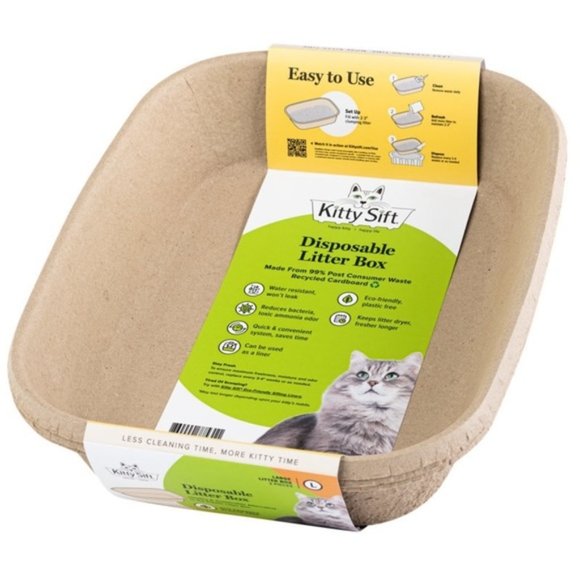 Kitty Sift Eco-Friendly Disposable Sifting Litter Box Kit Large Set of 3 - Picture 1 of 7